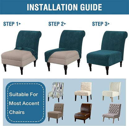 H.VERSAILTEX Armless Accent Chair Covers Thick Velvet Armless Chair Slipcovers - Image 7