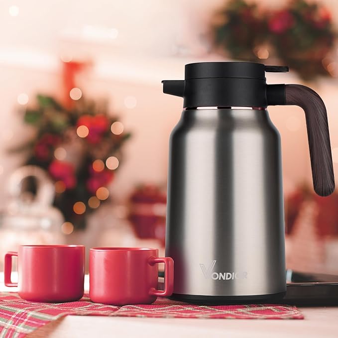 Vondior Coffee Carafe 35oz/1.0L - 24Hours Coffee Thermos- Insulated 304 Stainless Steel Hot Beverage Dispenser - Thermal Coffee Carafes For Keeping Hot/Cold Coffee, Drink Dispenser for Parties