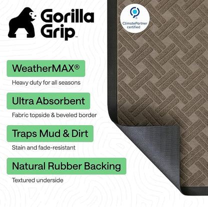 GORILLA GRIP 100% Waterproof All-Season WeatherMAX Doormat, US Designed Natural - Image 3