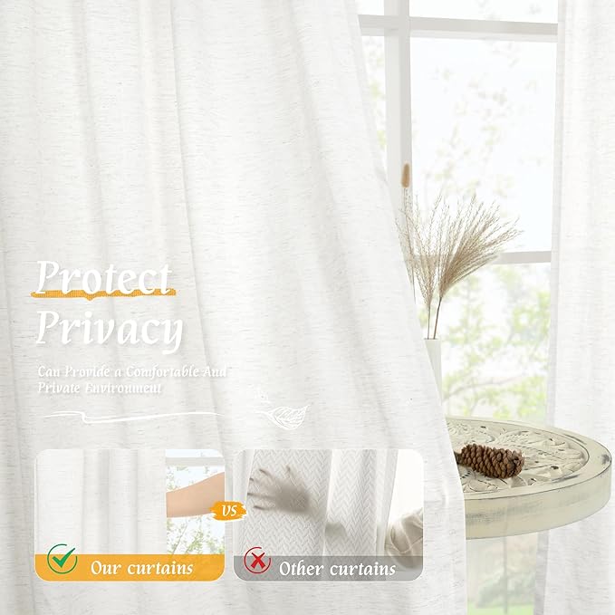 Light Filtering 63 inch Length Linen Curtains - Image 5