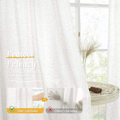 Light Filtering 63 inch Length Linen Curtains - Image 5