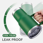 30 oz Tumbler with Handle and Lid, Stainless Steel Tumblers Double Wall Vacuum Insulated Travel Mug Leak Proof Cup Keep Drinks Cold and Hot Dark Green, 1 Pack