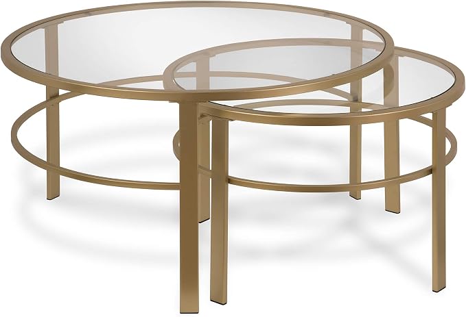 Henn&Hart Round Nested Coffee Table in Brass, Coffee Table coffee tables by HennHart