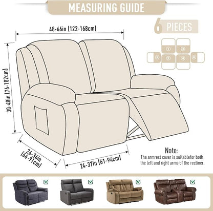 TAOCOCO Recliner Loveseat Slipcover, 6 Pieces Dual Recliner Sofa Covers - Image 6