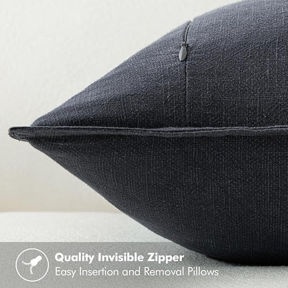 MIULEE Decorative Linen Euro Sham Pillow Covers 22x22 Inch Dark Gray | Boho - Image 3