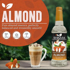Syruvia Almond Coffee Syrup - 25.4 fl oz - Kosher Syrups, Gluten Free, No Coloring, Perfect for Drinks, Soda, Shakes, Desserts, and More.