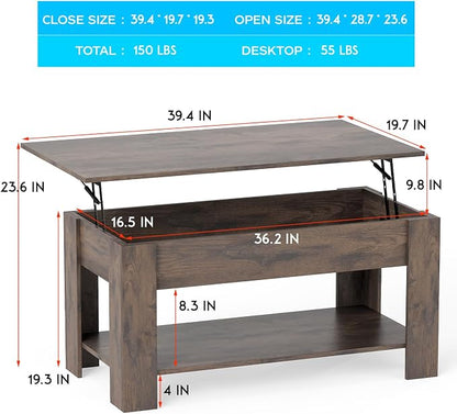 FDW 39.4" Lift Top Coffee Table - Image 3