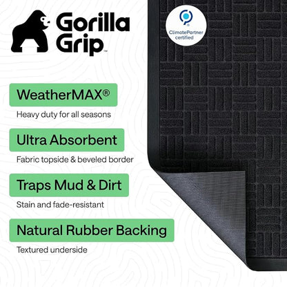 GORILLA GRIP 100% Waterproof All-Season WeatherMAX Doormat 35x23, US Designed - Image 2
