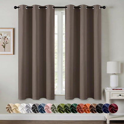 MIULEE Blackout Curtains for Bedroom 2 Panels 40 x 45 Inch Long Tan Brown | by MIULEE