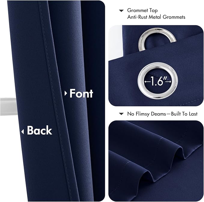 MIULEE Blackout Curtains for Bedroom 2 Panels 34 x 45 Inch Long Navy Blue | - Image 4