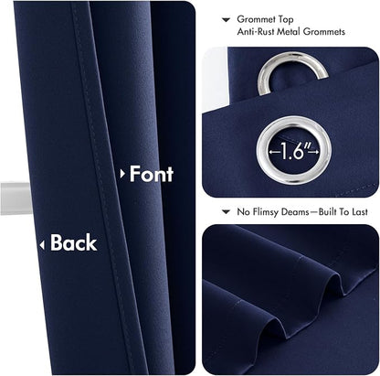 MIULEE Blackout Curtains for Bedroom 2 Panels 40 x 48 Inch Long Navy Blue | - Image 4