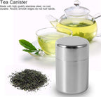 Tea Canister, Stainless Steel Tea Tins, Textured Tea/Coffee/Sugar Canisters, Canister Home Kitchen Canisters for Tea Coffee Sugar Storage(s)
