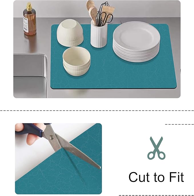 GOLENER Coffee Mat - Hide Stain Rubber Backed Absorbent Dish Drying Mat for Kitchen Counter- Bar Accessories Fit Under Coffee Maker Machine Cafe Pot Espresso Machine Dish Rack