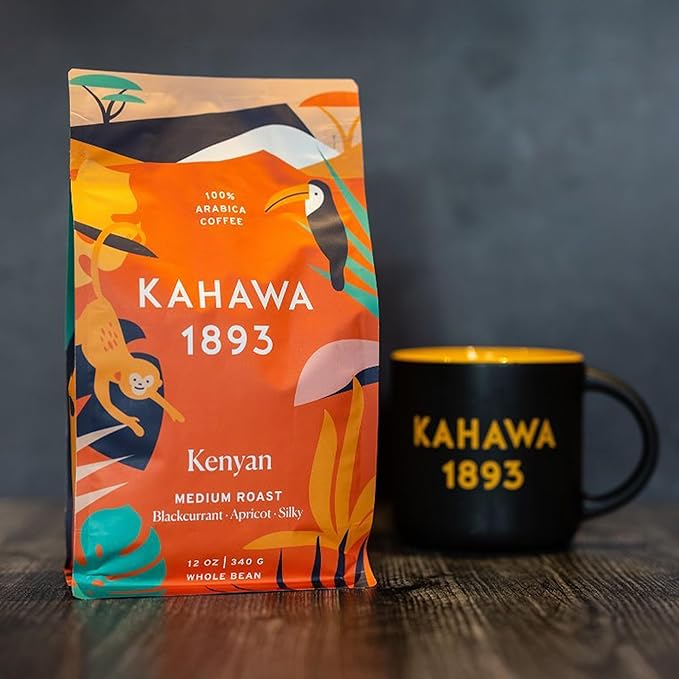 Kahawa 1893 Whole Bean Coffee Medium Roast Kenyan Blend 24 Oz - As Seen on Shark Tank, High Antioxidants, Naturally Sweet, Organically Grown, Ethically & Sustainably Sourced