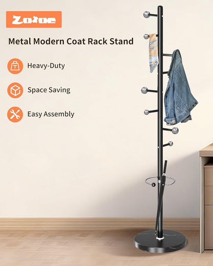 ZOZOE Metal Coat Rack Stand, Modern Coat Rack Freestanding - Image 6
