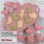 8 Pcs Dinosaur Cookie Cutters Set Baking Molds 3D Dinosaur Press type Cookie Cutter for Baking, Fondant, Cheese, and Pastries