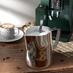 Milk Frothing Pitcher Cup, 32oz/900ML Milk Frother Cup Stainless Steel Steaming Pitcher Milk Jug Coffee Latte Art Cappuccino Espresso Machine Accessories Barista Steam Pitchers Attached Dessert Spoons