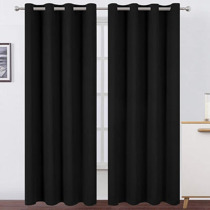 Blackout Curtains 66 x 84 inch/Black Curtains Set of 2 Panels/Thermal Insulated by Lemomo