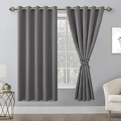 Grommet Blackout Curtains for Bedroom, 60 x 72 Inches, Light Grey | Thermal - Image 7