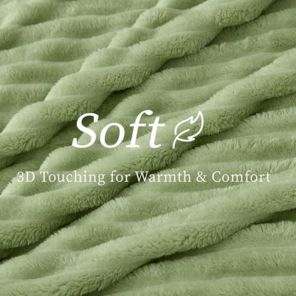 BEDELITE Ribbed Twin Blanket for Couch & Bed, Sage Green, Warm Yet Lightweight - Image 4