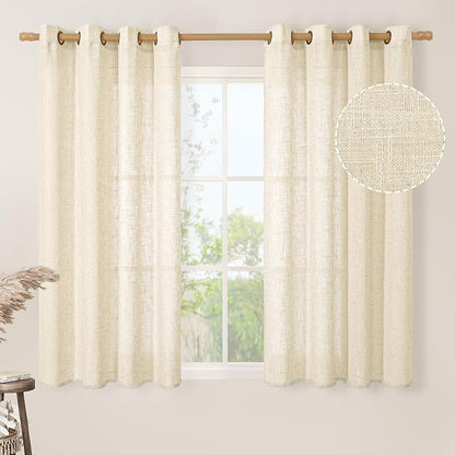 Beige Linen Curtains 54 Inches Long by LAMIT