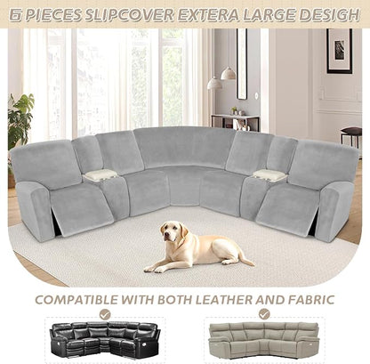 Arfntevss Sectional Recliner Couch Covers Velvet Washable Corner Sectional Sofa - Image 3