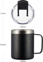 ALOUFEA 12oz Insulated Coffee Mug Cup with Handle, Stainless Steel Travel Coffee Mug with Flip Lid, Double Wall Vacuum Coffee Tumbler,Sky Blue