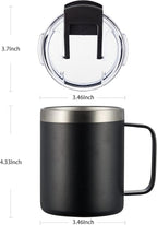 ALOUFEA 12oz Stainless Steel Insulated Coffee Mug with Handle, Double Wall Vacuum Travel Mug, Tumbler Cup with Fliping Lid, Black and Navy