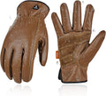 Vgo... 1-Pair Unlined Safety Cow Grain Leather Work Gloves Men, Rigger Gloves, Builder Gloves, Water Resistant, Palm Patched (Size XL, Brown, CA9597WP)