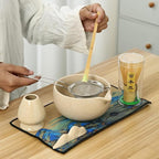 Matcha Set, 7 Pieces, Matcha Bowl with Spout, Whisk, Holder, Bamboo Scoop, Stainless Steel Sifter
