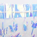 BRAVESHINE Iridescent Hanging Butterfly Foil Fringe Curtain - 2 Pack 3.2x6.6ft Holographic Party Streamers Backdrop for Baby/Bridal Shower/Mermaid/Frozen/Fairy/Princess/Butterfly Birthdays Decorations