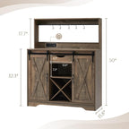 Wnutrees Farmhouse Coffee Bar Cabinet with Charging Station and USB Ports, Sliding Barn Door, 39" Kitchen Hutch Sideboard Buffet Storage Cabinet, Fits Kitchen Dining Living Room, Rustic Brown