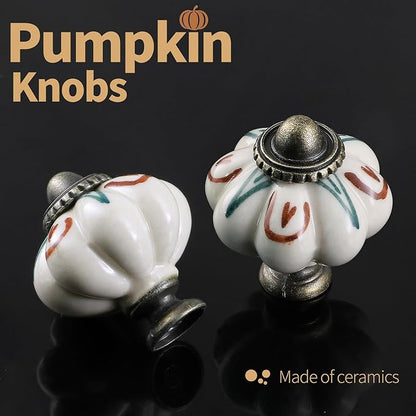 Ivory Pumpkin Knobs 2 Pack Ceramic Cabinet Knobs Vintage Drawer Pulls - Image 5