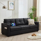 TYBOATLE 88" W Faux Leather Couches w/USB, Tufted Mid-Century Modern Comfy by TYBOATLE