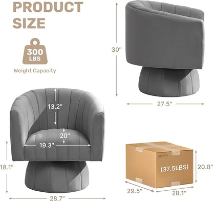 Swivel Accent Barrel Chair Set of 2, Cute Comfy Small Round 360° Arm Chair - Image 2