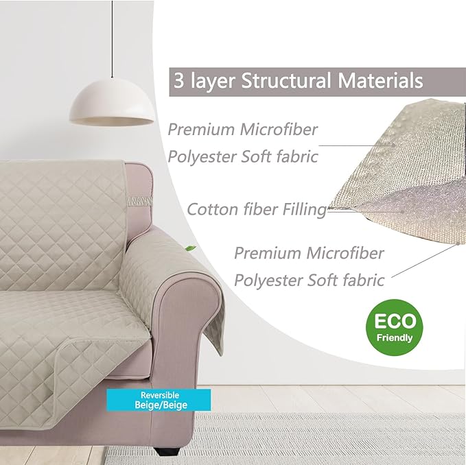 U-NICE HOME Large Sofa Cover Reversible Couch Cover - Image 4