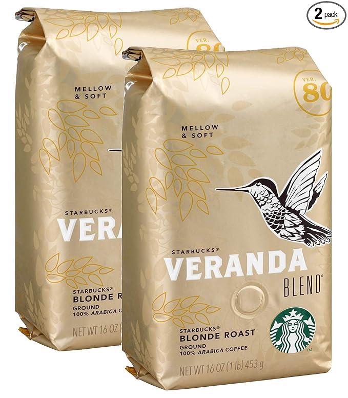Starbucks Ground Coffee, Veranda Blend, Blonde Roast, 16 Ounce Bags, 2/Pack (32 Ounces Total)