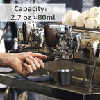 RECAPS 80ml Stainless Steel Espresso Cups Set - 2 Pack Double Wall 304 Stainless Steel Demitasse Cups 2.7oz,Black (Small Cup)