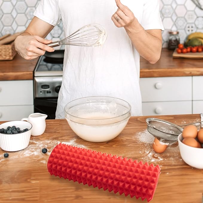 Silicone Baking Mat Red Pyramid Non Stick Bacon Microwave Tray Pastry Mats Red BBQ Grill Mat Baking Supplies oven Liners For Bottom Of Oven - 16 X 11''Silicone Mats For Kitchen Counter 1 Pack