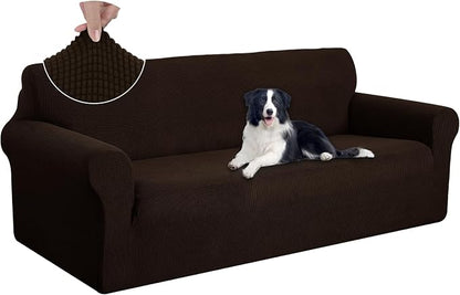 U-NICE HOME Oversized Stretch Couch Cover Slipcover, Chocolate | 3 Cushion Sofa by U-NICEHOME