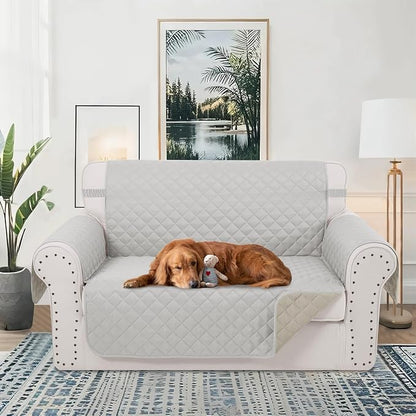 Reversible 45" Small Loveseat Sofa Covers, Light Grey/Beige | Loveseat Covers - Image 2