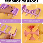 Sakolla Silicone Popsicle Molds Set of 3, Large Oval 4 Cavities Homemade Ice Pop Molds with 150 Wooden Sticks for Ice Cream, Cakesicles, Cake Pop (Purple)