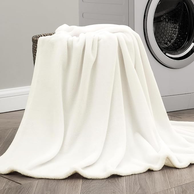 BEDELITE Fleece Blanket Soft Plush King Size Bed Blanket Cream 108"x90" | Ultra - Image 6