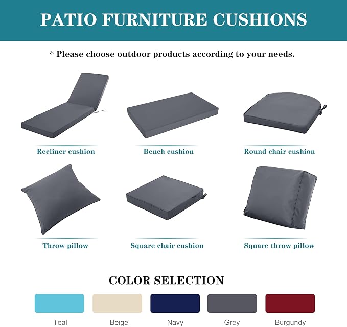Outdoor Chaise Lounge Cushion Set of 2, Fadesafe Water-Repellent Lounge Deck - Image 9