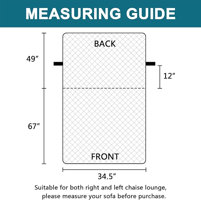 Turquoize 100% Waterproof Chaise Sofa Cover, 70 inch - Image 6