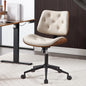Armless Home Office Chair with Wheels, PU Leather Adjustable Height Computer by BERYTH