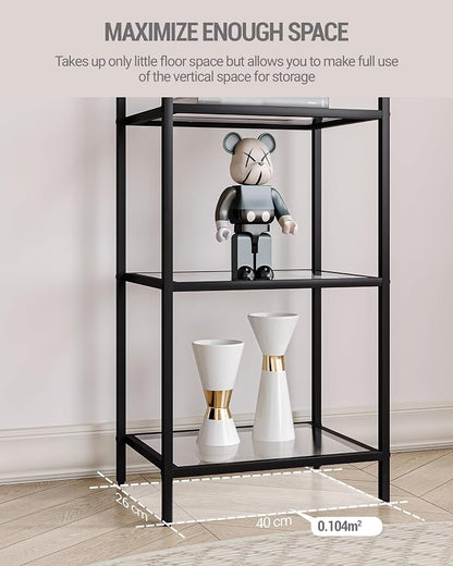Hzuaneri Bookcase Bookshelf, Tempered Glass Bookshelves, Slim Shelving Unit - Image 5