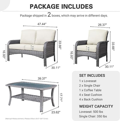 ovios 4-Piece Patio Furniture Set, Outdoor Wicker Sofa - Image 8