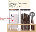 KKC HOME ACCENTS Air Tight Glass Coffee Tea Containers with Spoons for Coffee Beans,Loose Tea,Ground Coffee,Matcha,Glass Canisters with Airtight Lids and Scoops,39 Fl oz