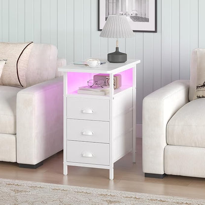sthmec End Table with Charging Station, LED Side Tables with USB Ports and - Image 2